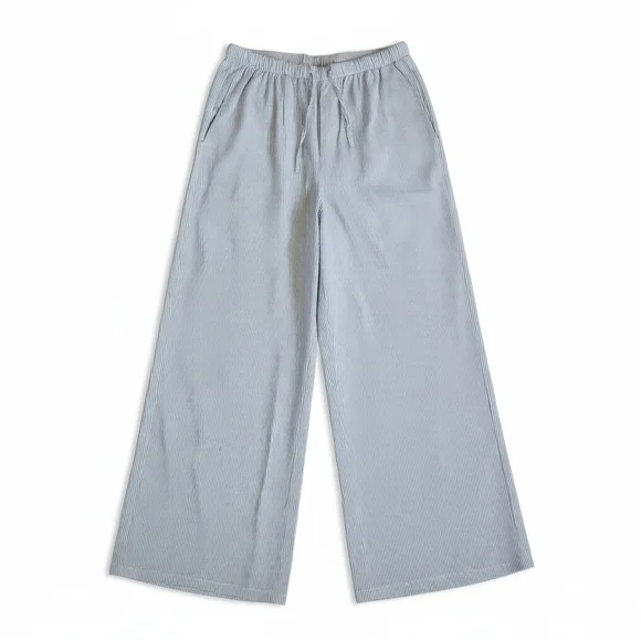 Light Blue and White Pinstripe Wide Leg Linen-Blwnd Pants - NWOT - Picture 4 of 6